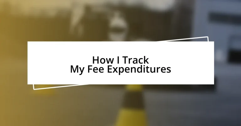 How I Track My Fee Expenditures