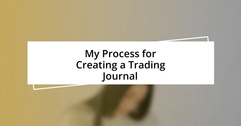 My Process for Creating a Trading Journal