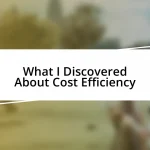 What I Discovered About Cost Efficiency