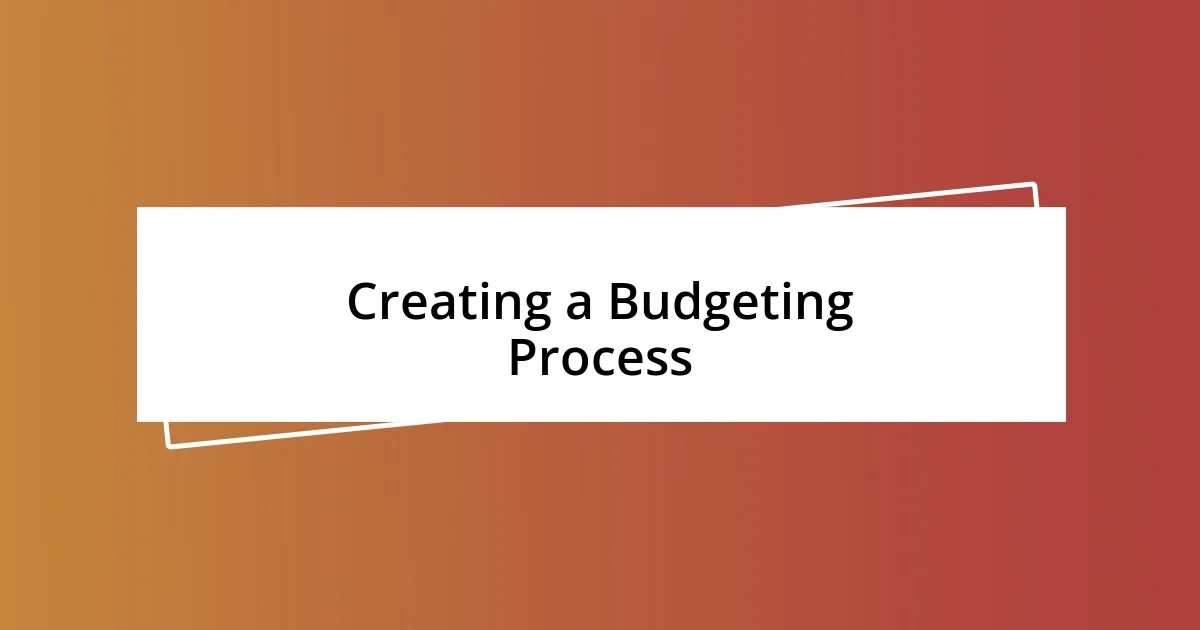 Creating a Budgeting Process