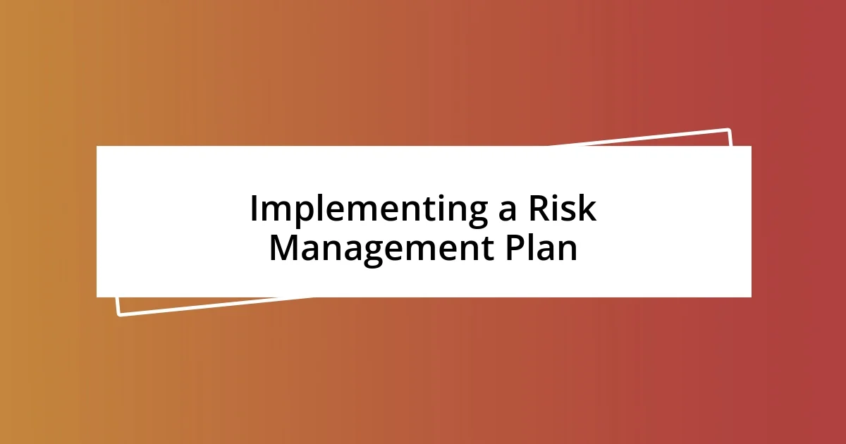 Implementing a Risk Management Plan