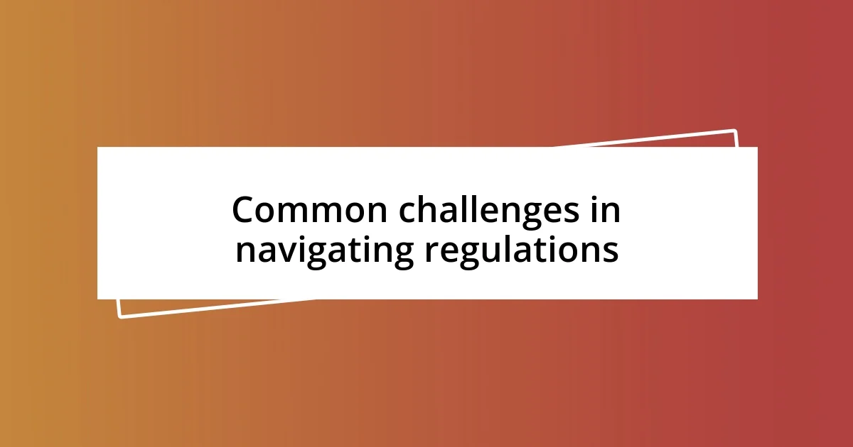 Common challenges in navigating regulations