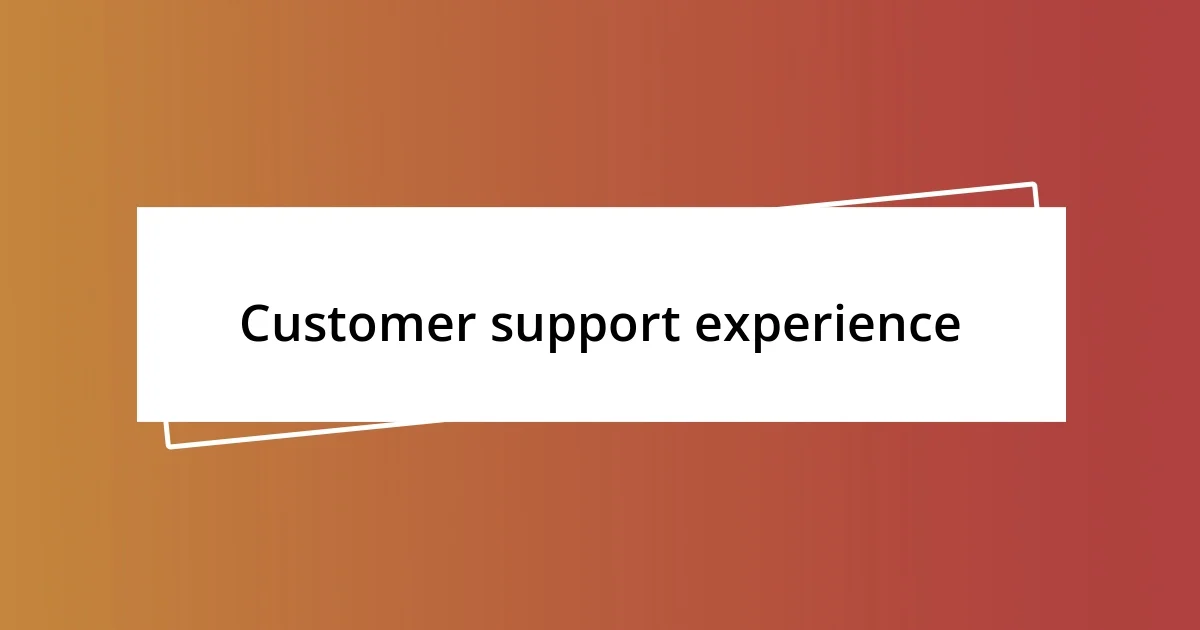 Customer support experience